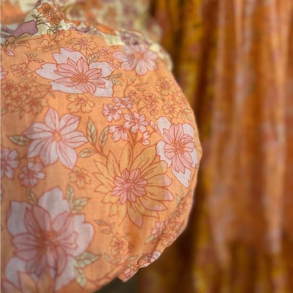 AMERICAN EAGLE ORANGE FLORAL BOHO PEASANT CUT OUT WESTERN FLOWY DRESS SZ L TALL - Picture 6 of 12